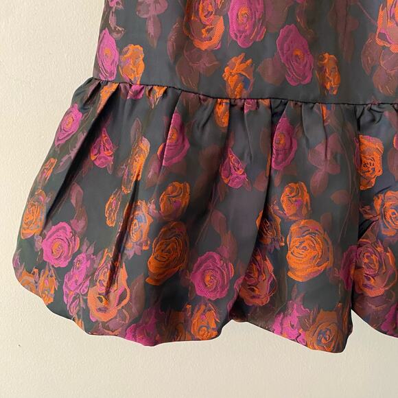 B. Right Women's size Small Navy Blue Pink Metallic Puff Sleeve Mini Party Dress - Picture 6 of 11